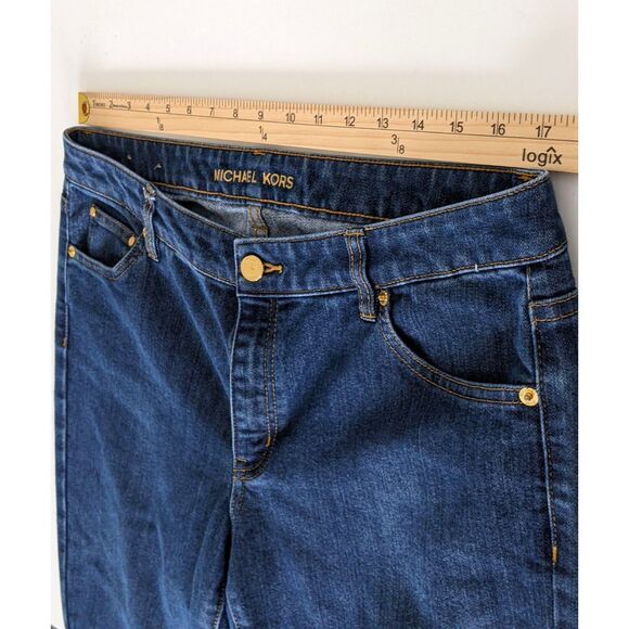 Women's Michael Kors Izzy Skinny Dark Blue Denim Jeans Size 12 - Picture 7 of 8